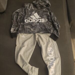 Adidas Kids Black and Gray Hoodie Jogger Set